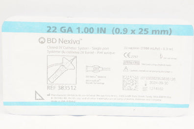 BD 383512 Nexiva Clodsed IV Cath. System - Single Port 22GA x 1.00inch (x)